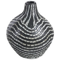 DEKOVASE Terrakotta schwarz Kualu - Schwarz, Stein (35cm) - Beliani
