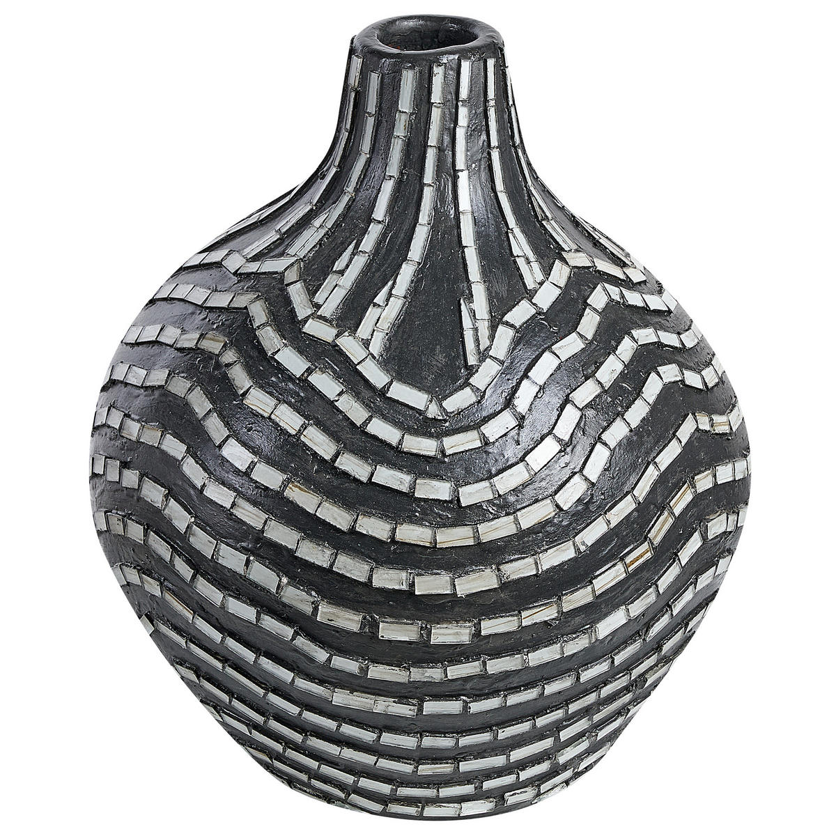 DEKOVASE Terrakotta schwarz Kualu - Schwarz, Stein (35cm) - Beliani