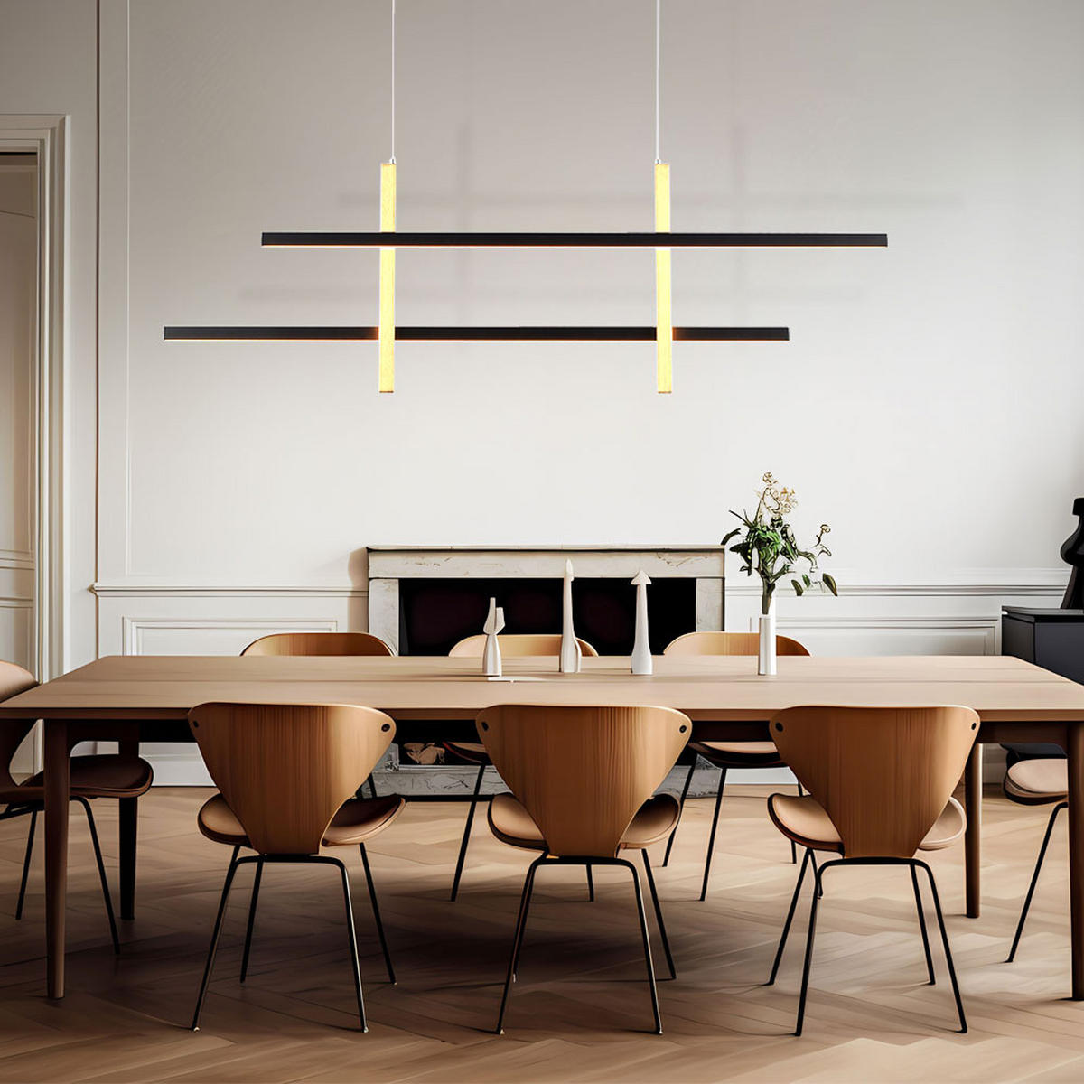 LED HÄNGELEUCHTE Metall Schwarz - Schwarz, Metall (109.5/6/120cm)