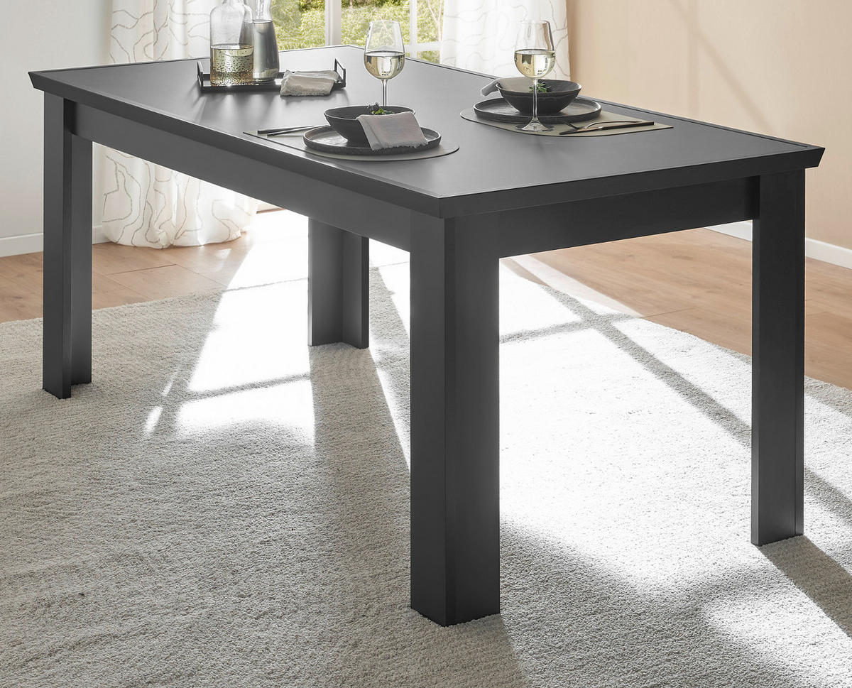 ESSTISCH schwarz matt 180 x 90 cm, Esszimmer Tisch Landhaus-Stil - Schwarz, Holzwerkstoff/Metall (180/77/90cm) - Furn.Design