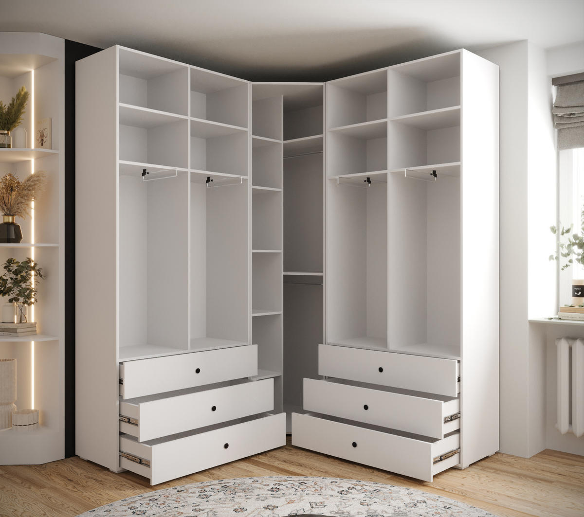 GARDEROBEN-SET 236,7/181,7/47 - Goldfarben/Schwarz, Holz/Kunststoff (181.7/236.7/47cm) - Abiks Möbel