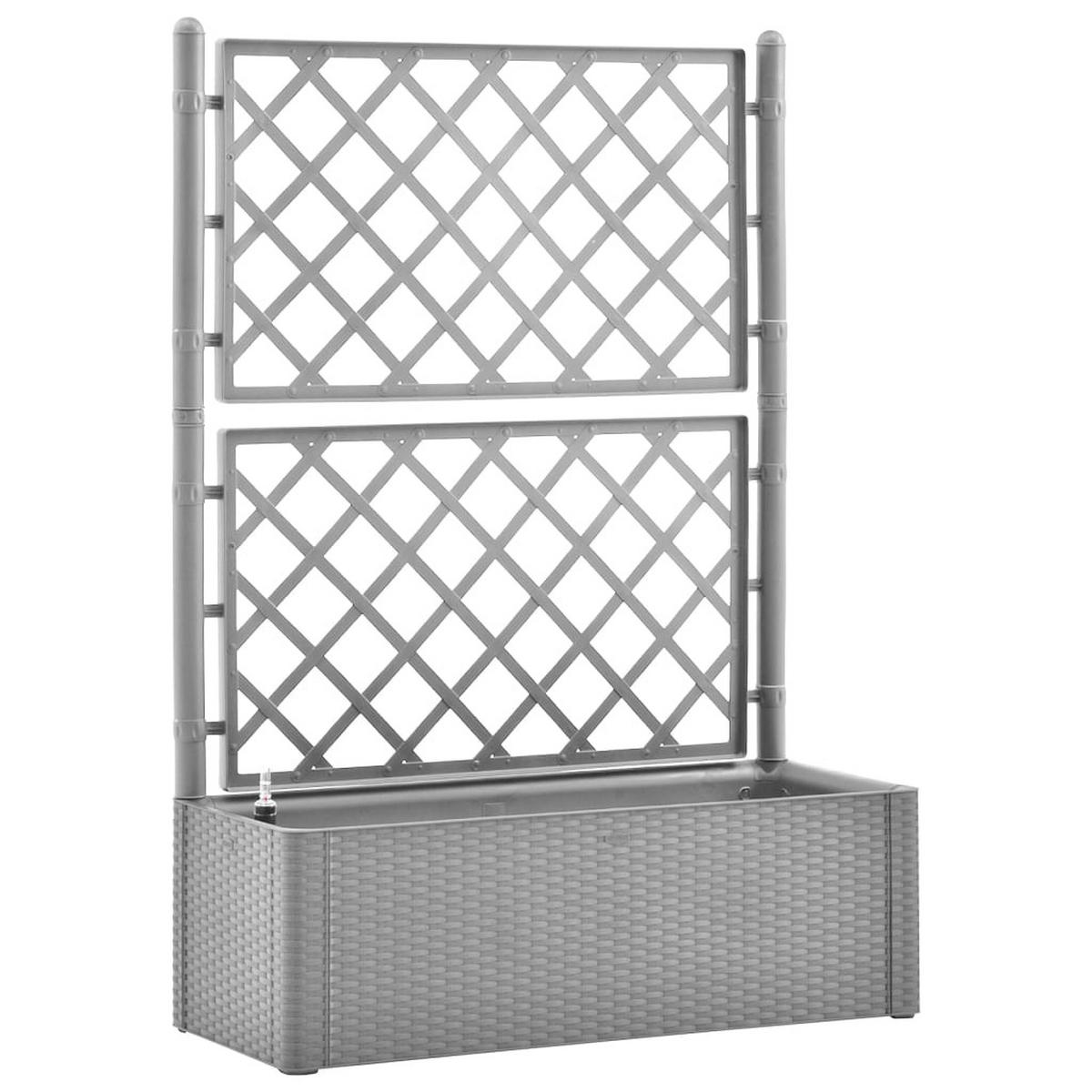 GARTEN-HOCHBEET mit Spalier und Selbstbewässerungssystem Grau - Grau, Holz (100/142/43cm) - furnicato