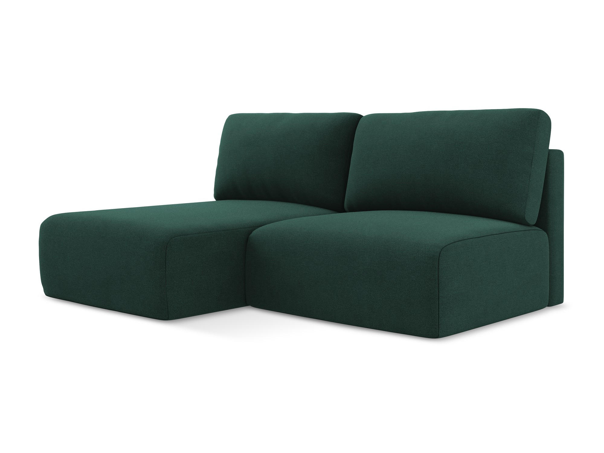 ECKSOFA mit Schlaffunktion links Strukturstoff Stoff Grün - Dunkelgrün/Schwarz, Kunststoff/Textil (149/210cm) - Makamii