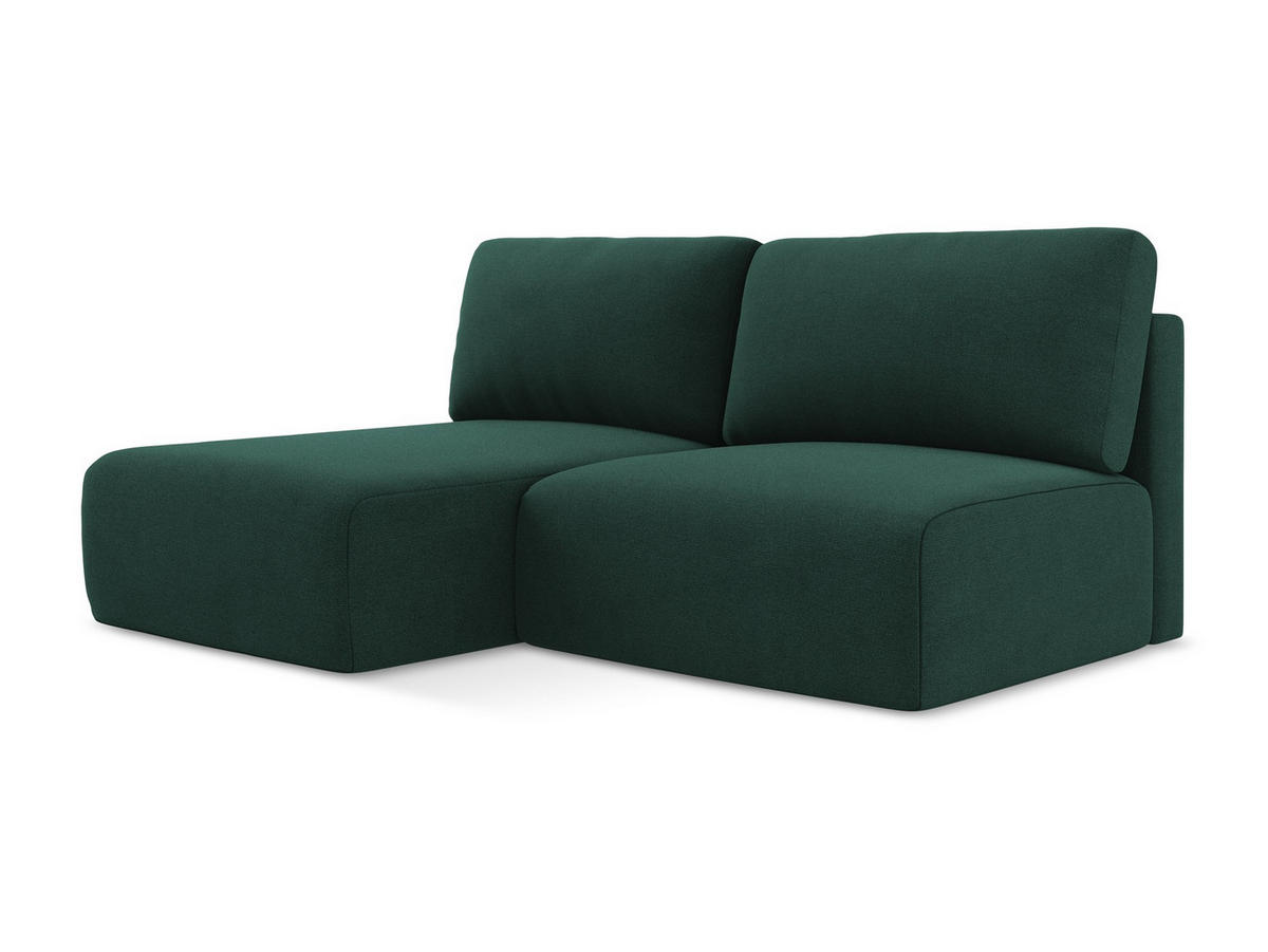 ECKSOFA mit Schlaffunktion links Strukturstoff Stoff Grün - Dunkelgrün/Schwarz, Kunststoff/Textil (149/210cm) - Makamii