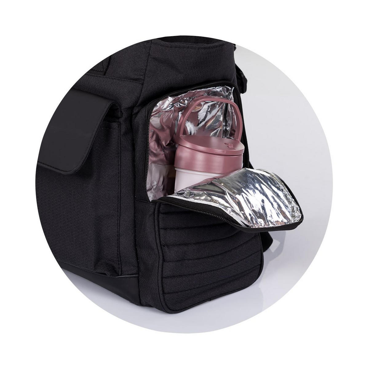 WICKELTASCHE CHMBL026 schwarz kompakt faltbar, Rucksackfunktion, Wickelauflage, Reißverschluss - Schwarz, Textil (18/30/44cm) - Chipolino