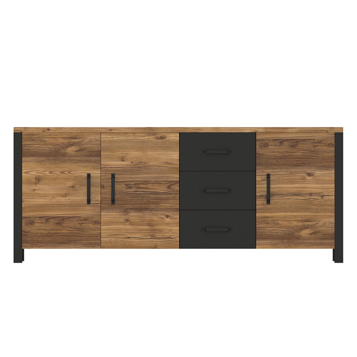 SIDEBOARD Lyam Holz und Schwarz - Schwarz, Holzwerkstoff (192/79/43cm) - Petits-meubles