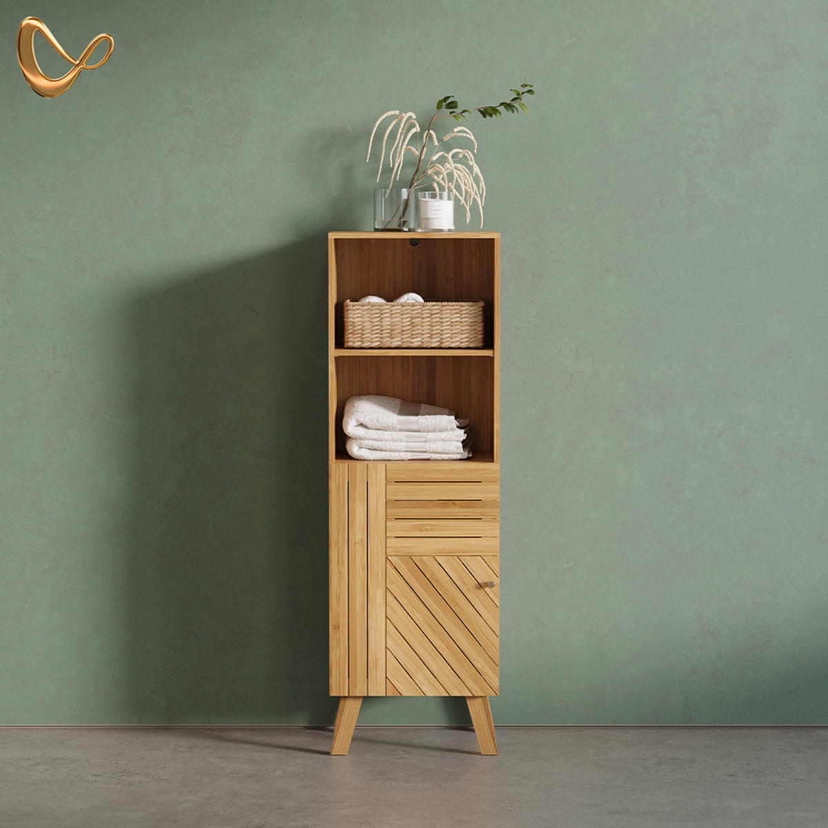 MIDI OMARICA Olona, Bambus, 40 x 124 cm - naravne barve, leseni material (40/124/36cm) - Livinity®