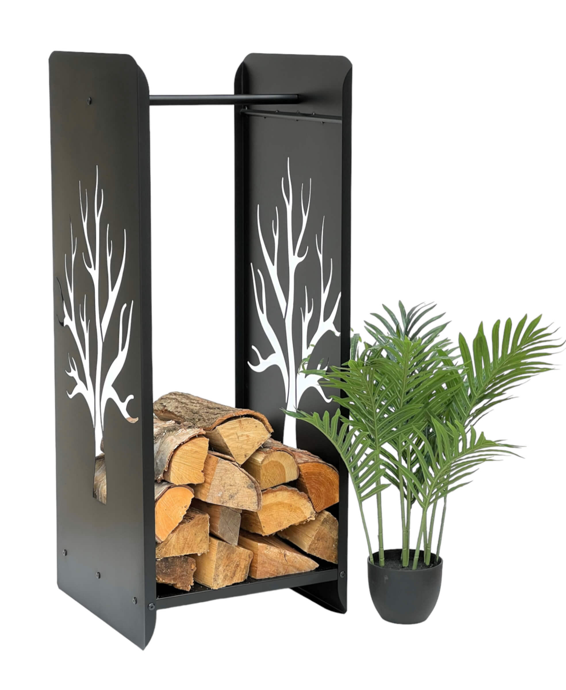 DanDiBo Kaminholzregal Schwarz 40x100x40 cm
