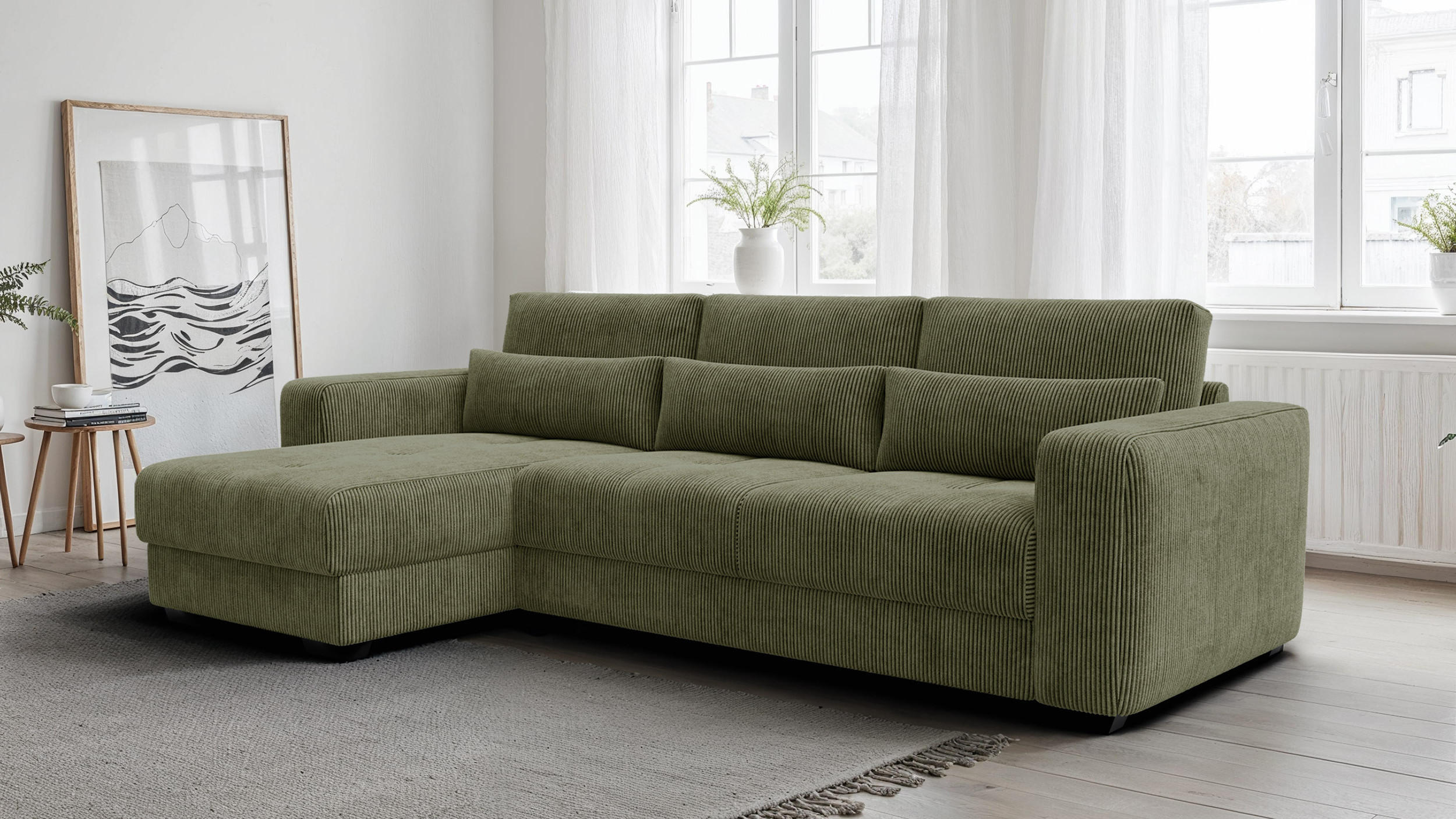 Thumbnail - Courtois Laville Ecksofa, Olivgrün, Textil, 4-Sitzer, 295x172 cm, Wohnzimmer, Sofas & Couches, Wohnlandschaften, Ecksofa...