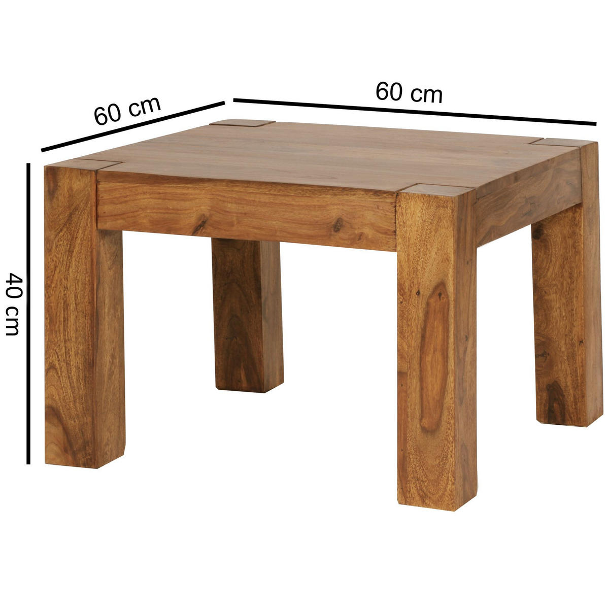 COUCHTISCH aus Akazienholz, rustikal, quadratisch, handgefertigt, Braun 60x60x40 cm - Braun, Holz (60/60/40cm) - KADIMA DESIGN