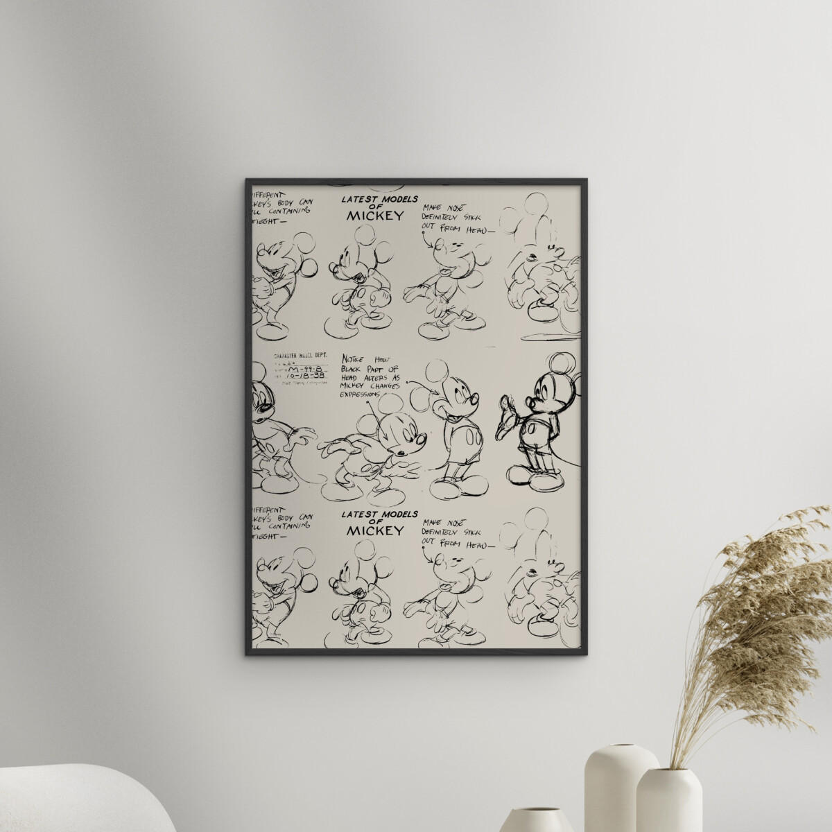 POSTER mit Rahmen Disney - Disney - Mickey Mouse Latest Models of Mickey - Beige/Schwarz, Holz/Papier (50/70cm) - Poster&Frame