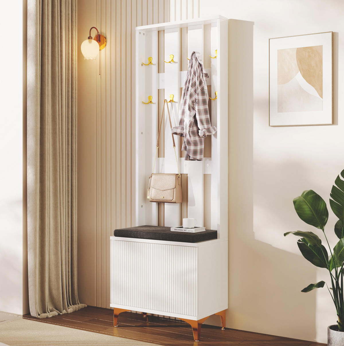 GARDEROBE 60,5/180,5/35,2 cm Weiß aus Spanplatte mit Push-to-open - Weiß, Holzwerkstoff (35.2/180.5/60.5cm) - OKMYHOME