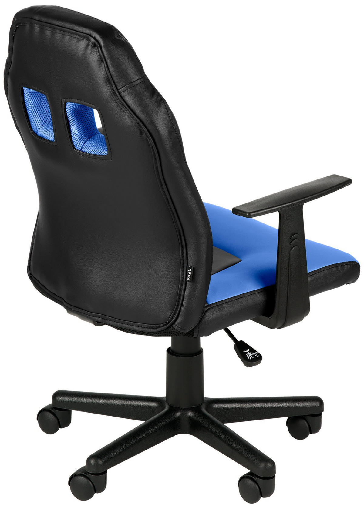 JUGENDDREHSTUHL Lederlook Schwarz/Blau - Blau/Schwarz, Kunststoff/Textil (56/83/59cm) - CLP