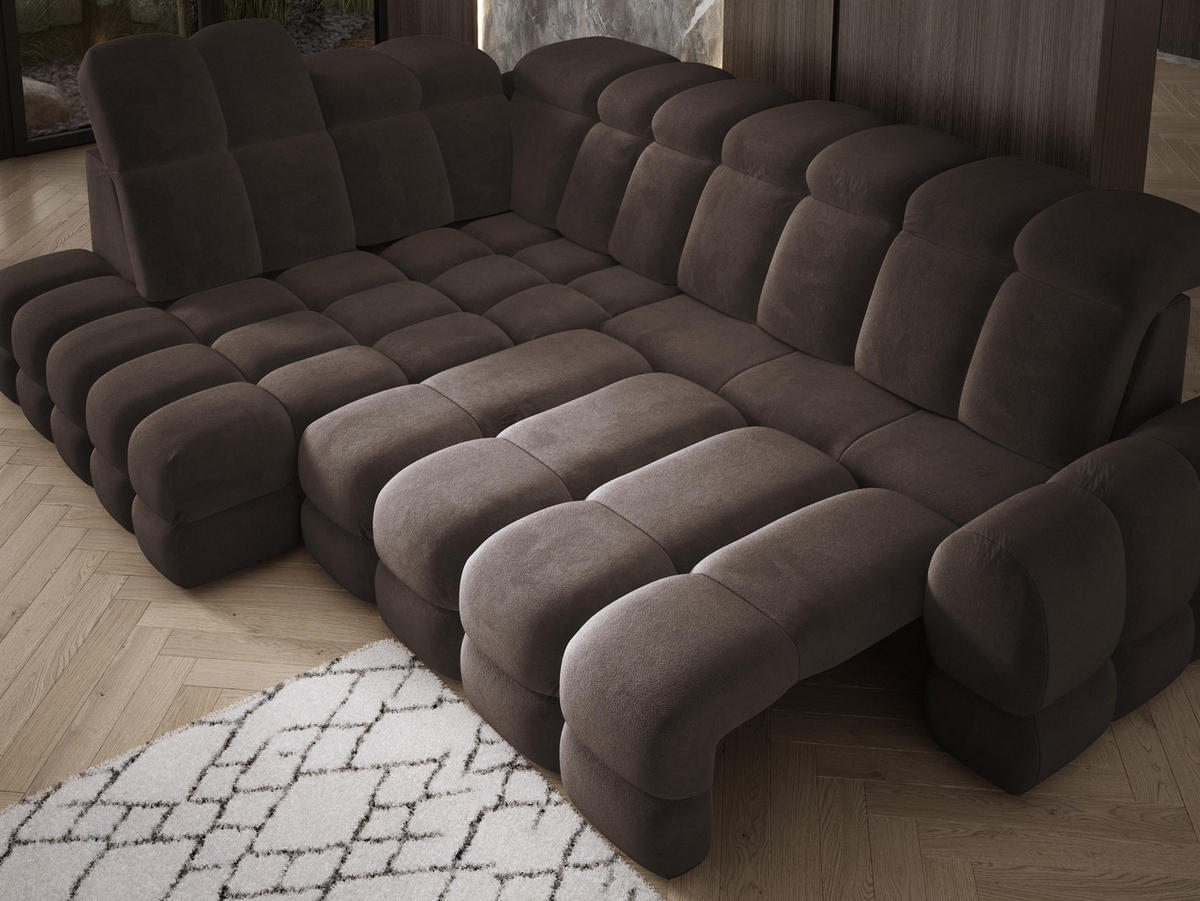 ECKSOFA TOLLO Salvador-stoff L-form 302x217x105 cm grau - Hellgrau, Holz/Textil (302/217cm) - DomoHome