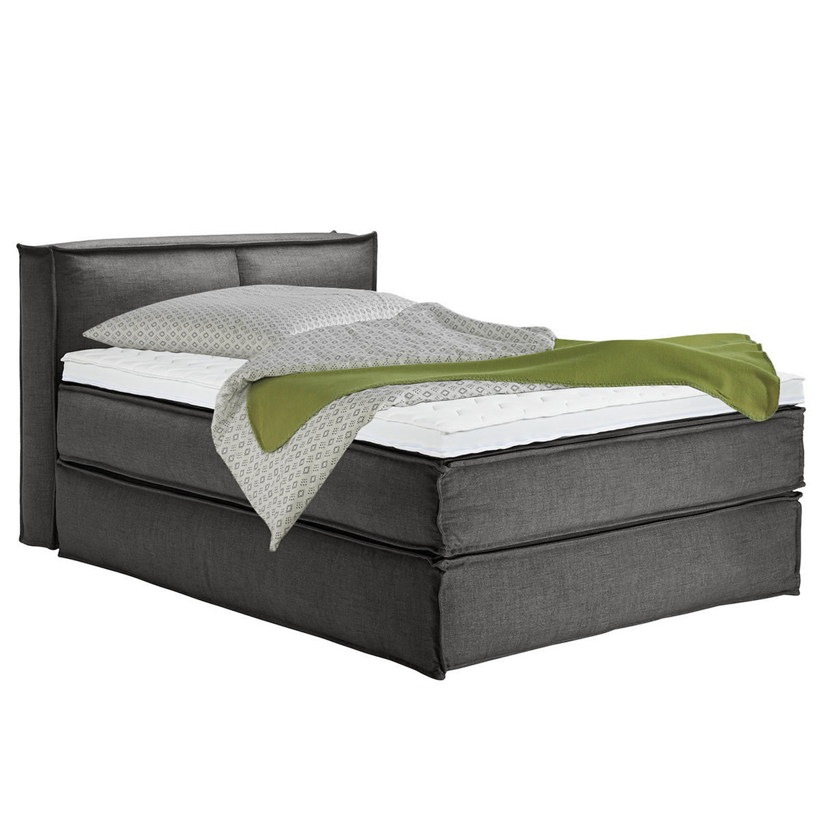 BOXSPRINGBETT mit Kopfteil - Premium - Anthrazit, Textil (140/220cm) - home24