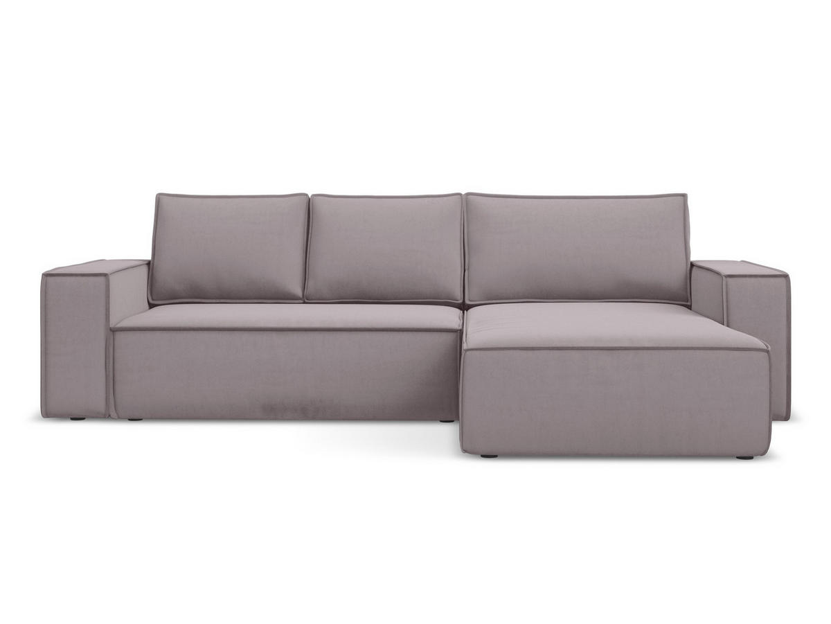 ECKSOFA mit Schlaffunktion Samt Stoff Violett - Lila/Flieder, Kunststoff/Textil (290/185cm) - Makamii