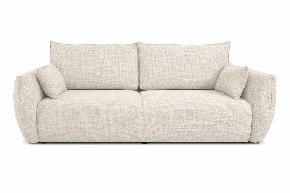 SOFA Mit Schlaffunktion Und Bettkasten, Chenille-Stoff Flow, Beige, Zephira - Beige, Holz (238/87/140cm) - Kaiser Möbel