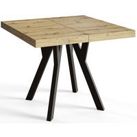 ESSZIMMERTISCH RICO, ausziehbarer Tisch120-220X120X77 cm, Farbe: Artisan, mit Holzbeinen in Farbe Schwarz - Hellbraun/Schwarz, Holzwerkstoff (120/120/77cm) - Alpi-Möbel