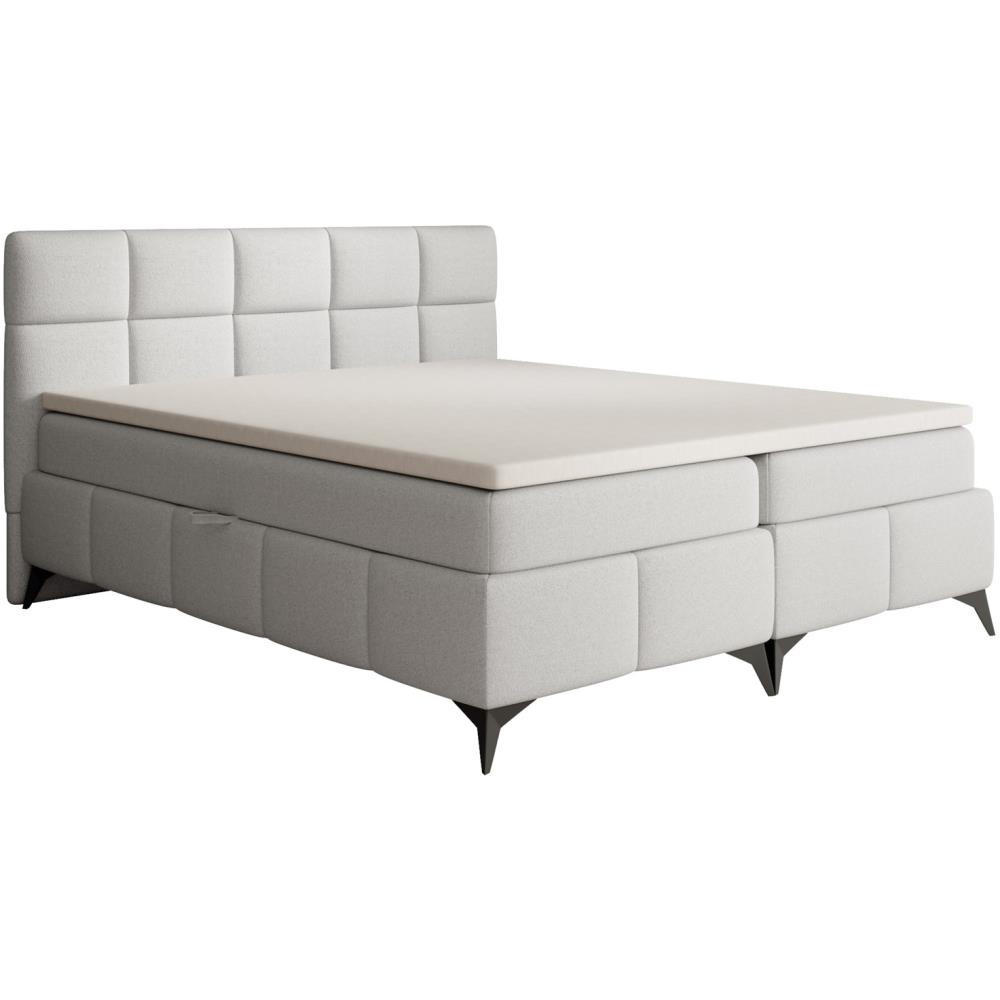 BOXBETT Solido mit Bettkasten 160x200 cm hellgrau - Hellgrau/Schwarz, Textil/Metall (160/200cm) - Beautysofa