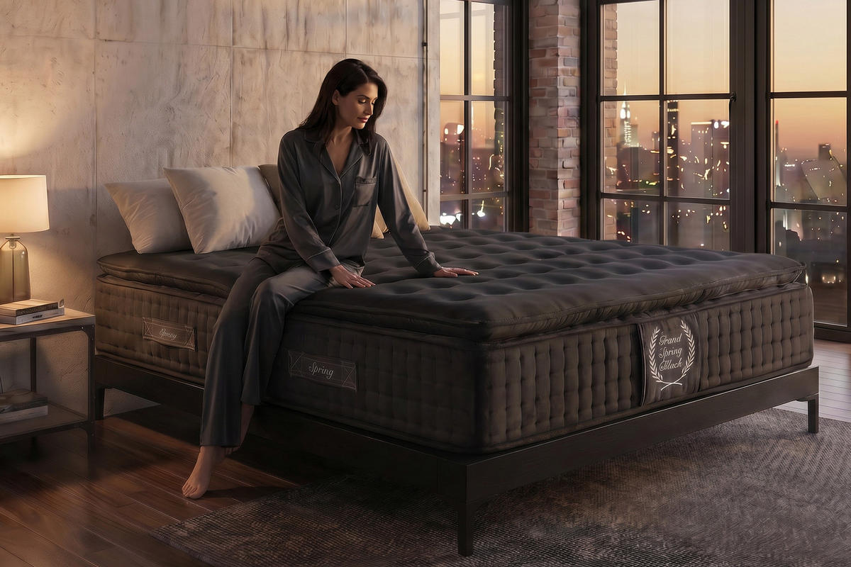MATRATZE Grand Spring Black - 140X200 cm- Härtegrad H3/H4 - Schwarz, Textil (140/200cm) - Moonia