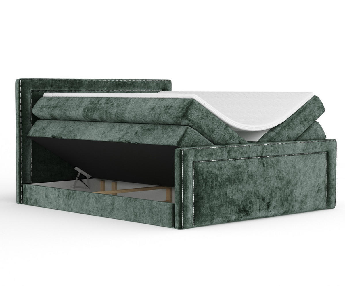 BOXSPRINGBETT Luxora Grün 160/200 cm - Schwarz/Grün, Holz/Holzwerkstoff (160/200cm) - Maison de Reve