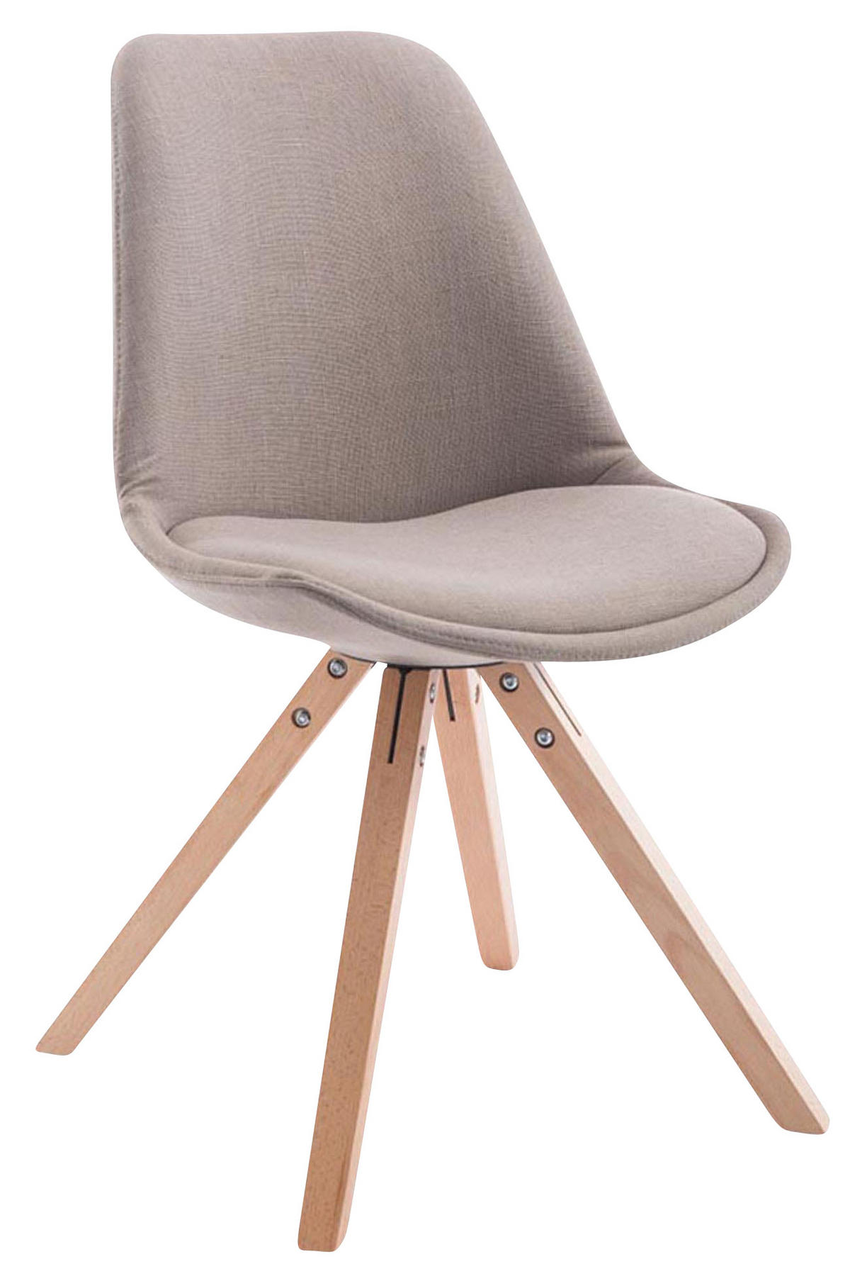 BESUCHERSTUHL Toulon, 4er Set Stoff, Gestell Holz Square Natura Taupe - Naturfarben/Grau, Holz/Buchenholz (48/83/56cm) - TPFLiving