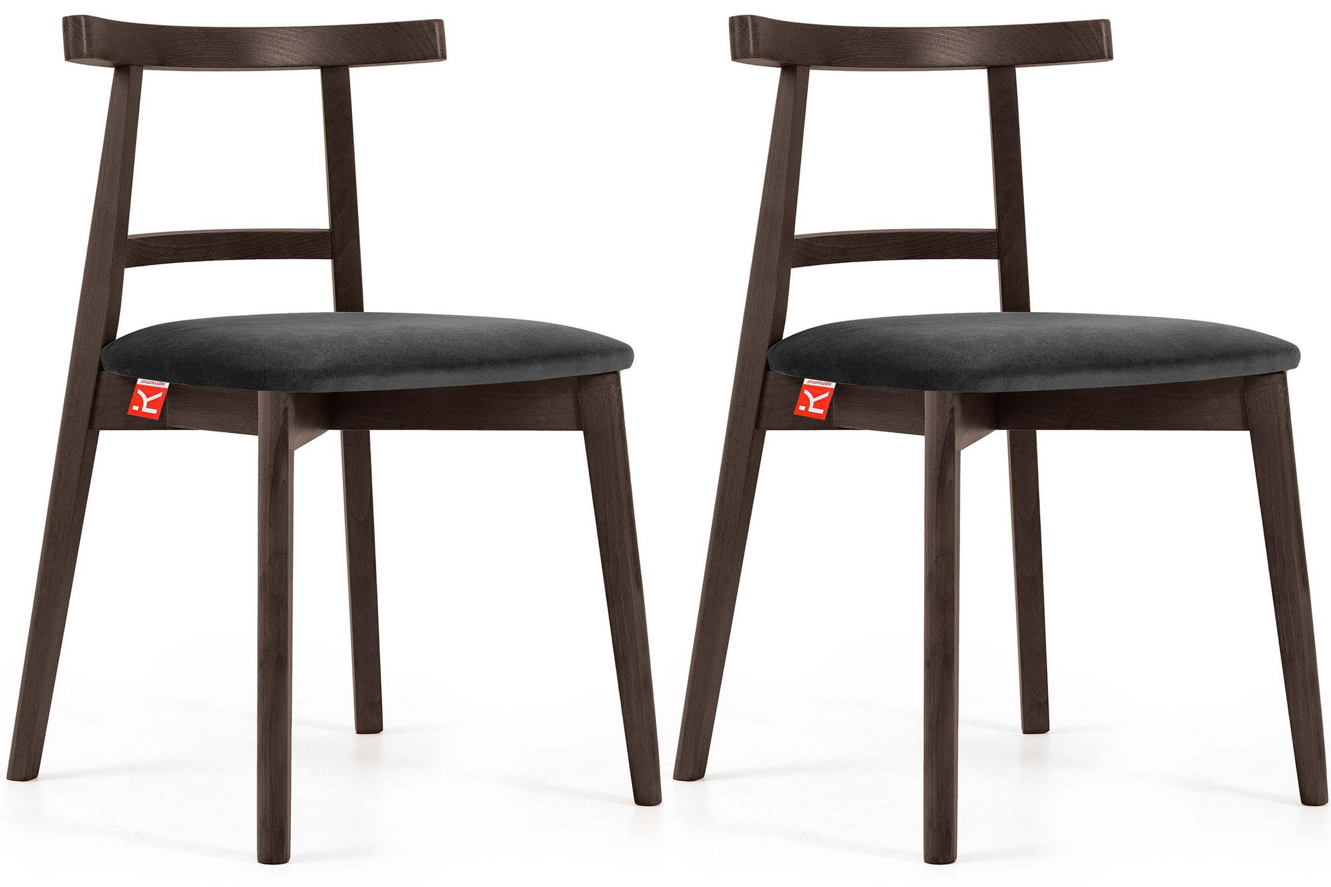 ESSTISCHSTÜHLE LILIO 2 St Vintage, Graphit / dunkelbraun - Dunkelgrau/Dunkelbraun, Holz/Textil (47/76/45cm) - KONSIMO®