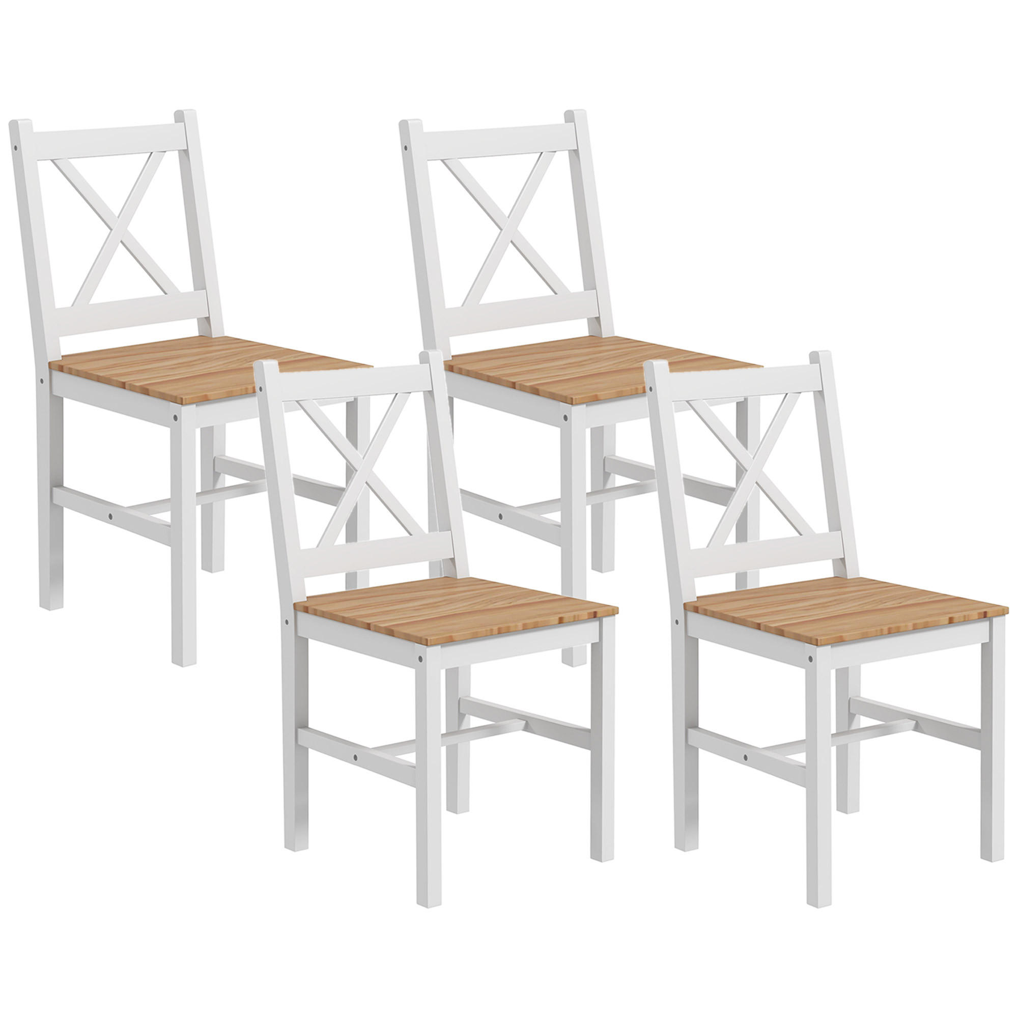 STÜHLE Weiß 4 Stück - Weiß, Holz (41/86/46.5cm) - GiPP