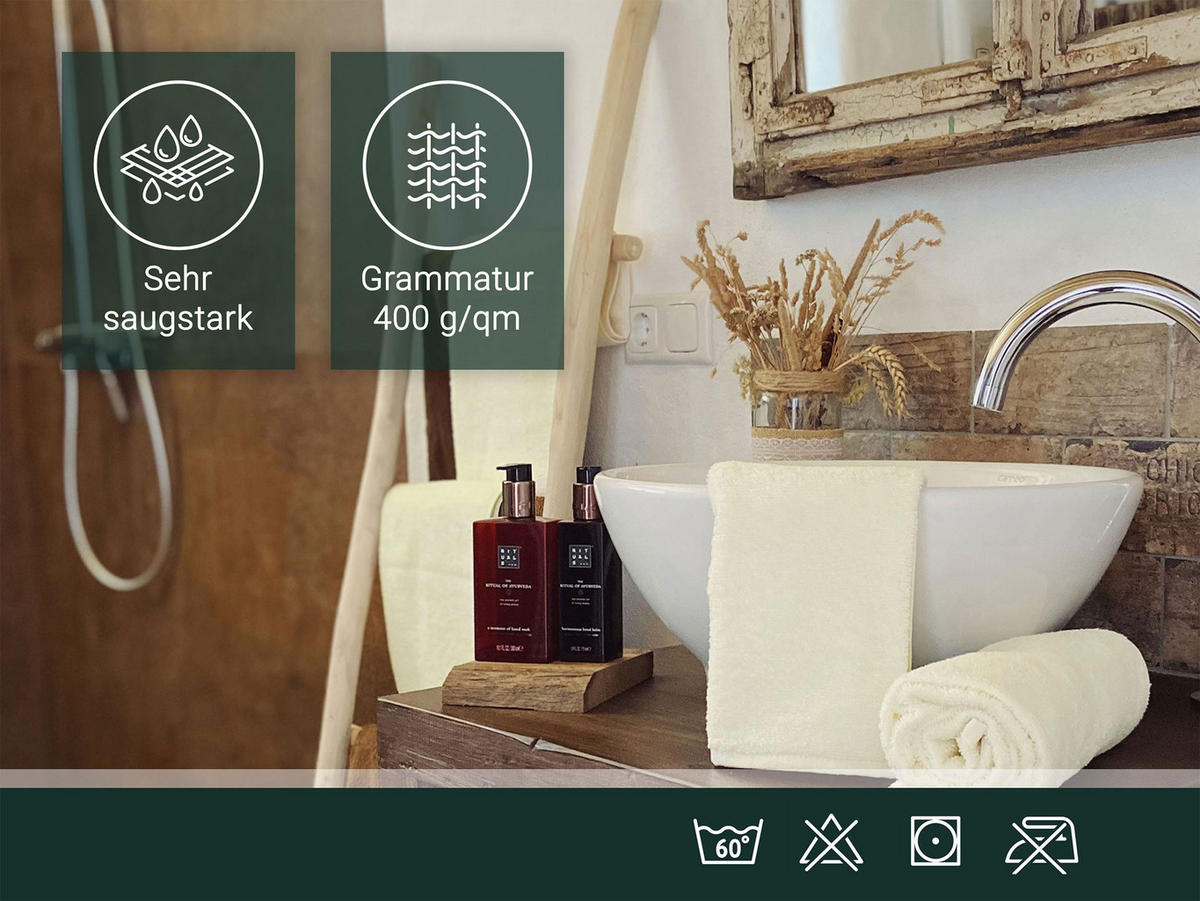 HANDTÜCHER, 10er-Set, 50x100 cm, 100% Baumwolle, Weiß - Creme, Textil (50/100cm) - Zollner