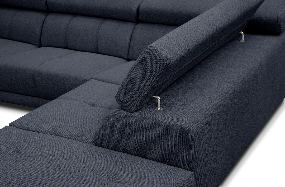 ECKSOFA MORELLO 5-Sitzer, dunkelblau - Schwarz/Dunkelblau, Holzwerkstoff/Textil (287/228cm) - Courtois Laville