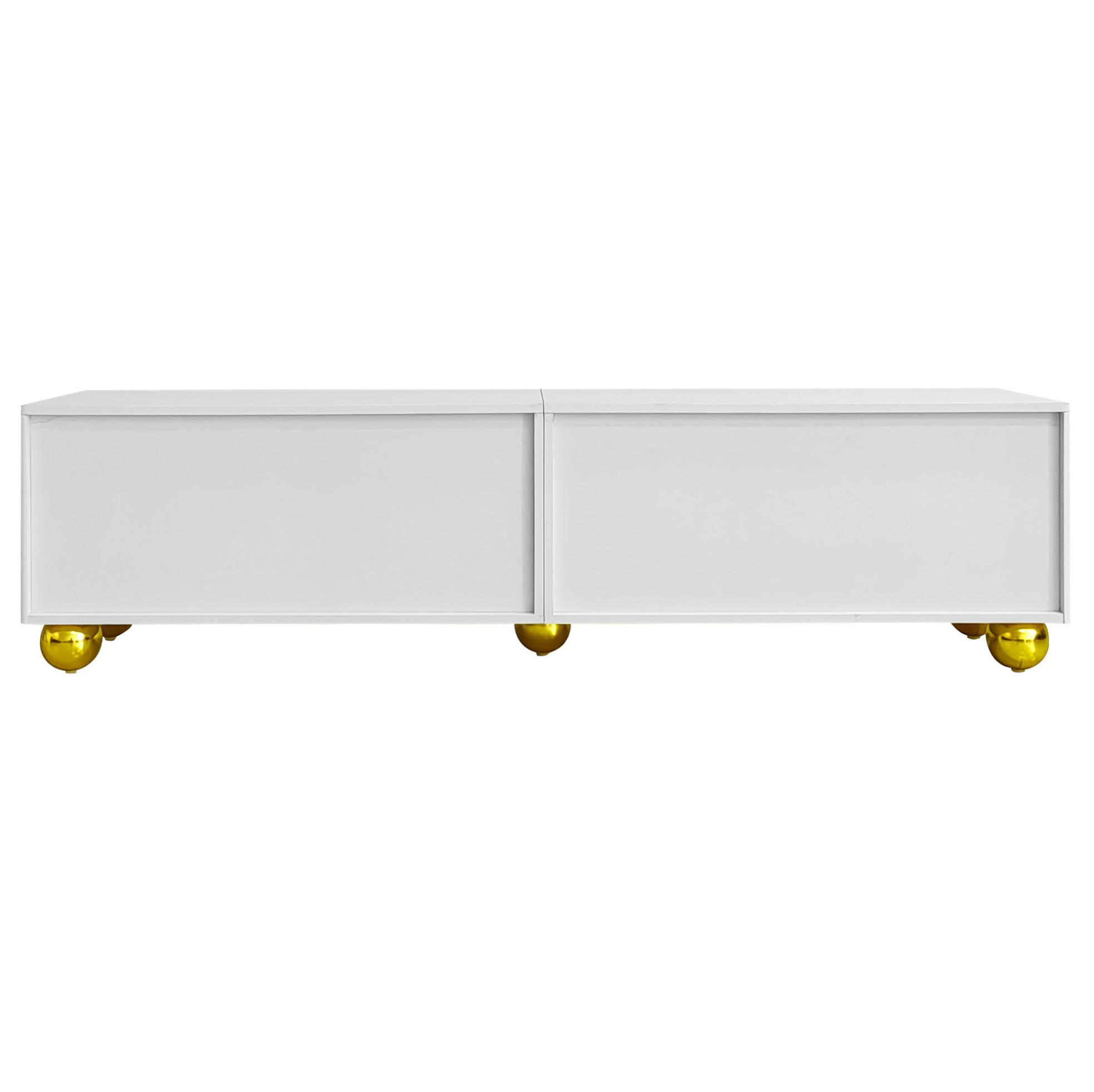 OKWISH TV stolek 170/38/44 cm bílý z dřevotřísky s dvířky na push-open a úložným prostorem