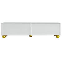TV ormarić 170/38/44 cm bijeli i zlatni od iverala s 4 vrata i push-to-open otvaranjem - bijela, drvni materijal (170/44/38cm) - OKWISH