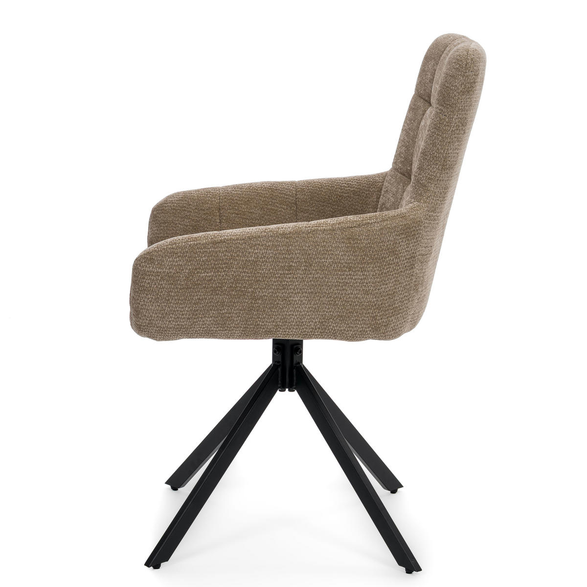 STUHL FUNO drehbar gepolsterter mit Steppung - beige - Chenille - Beige/Schwarz, Textil/Metall (58/87/60cm) - NEW HOME