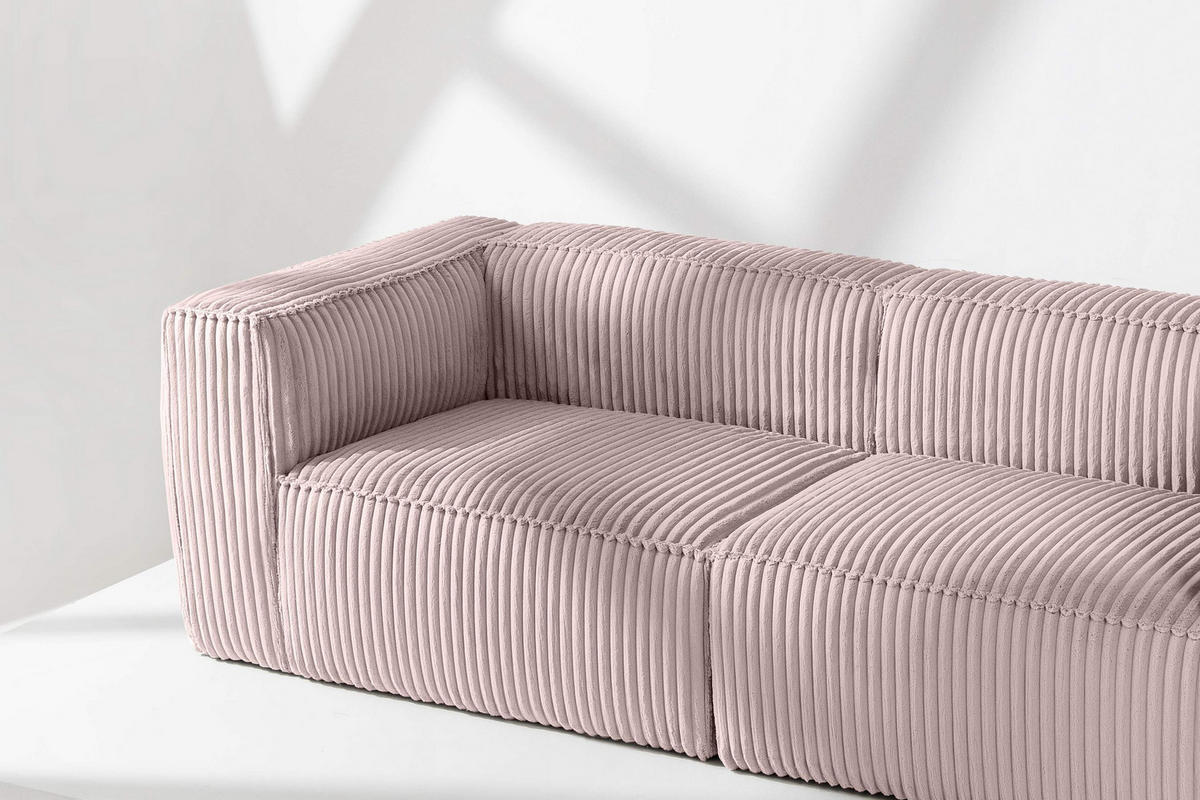 3-SITZER-SOFA FEROX Modern, Cord-Stoff, rosa - Pink, Textil (246/73/96cm) - KONSIMO®