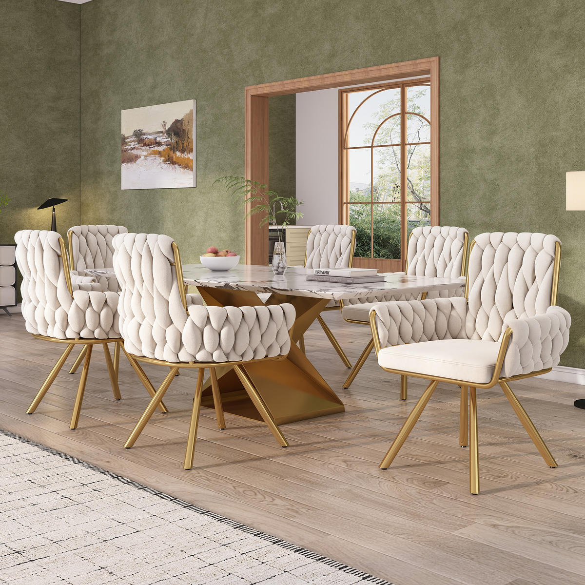 ARMLEHNSTUHL-SET DE-35693 6 Stück mit Drehfunktion Beige - Beige, Metall (50/87/50cm) - ComfortXL