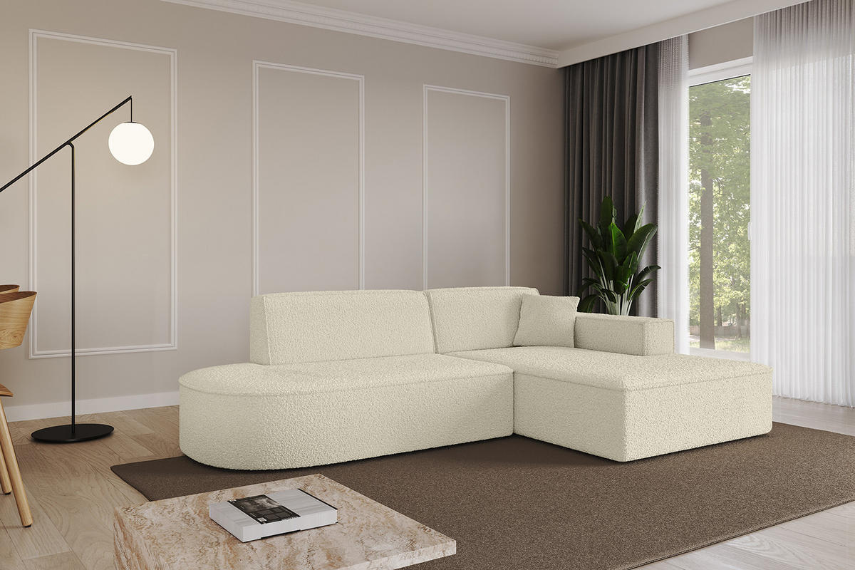 ECKSOFA Ottomane Rechts IREA-L1-v4 - 232x165x77 cm Beige - Creme, Holzwerkstoff/Textil (232/165cm) - ALTDECOR