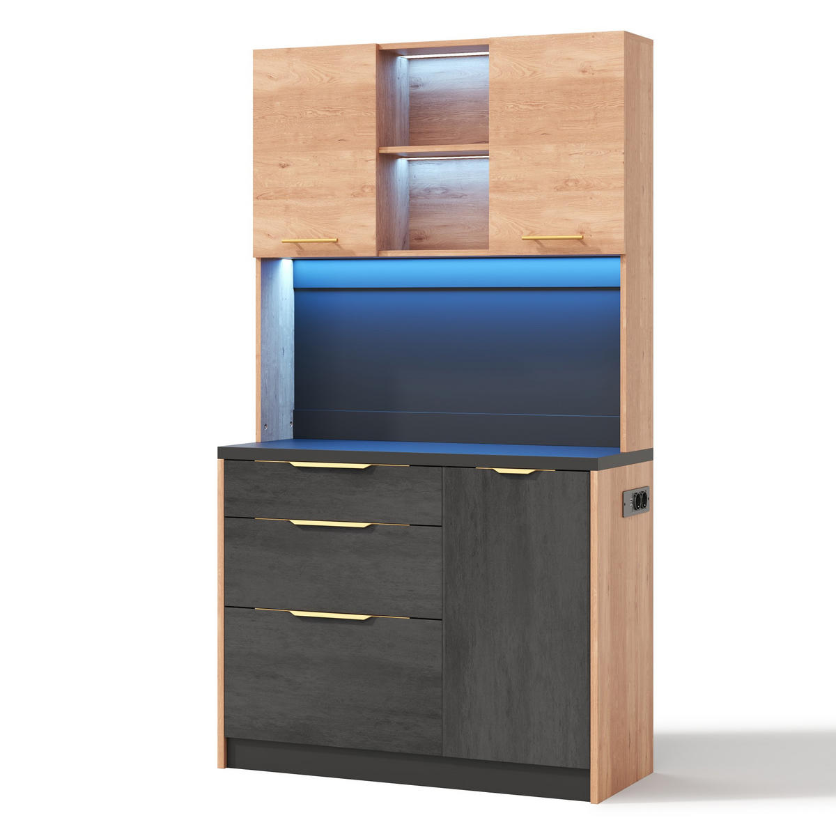 BUFFET 100/40/180 cm neutral aus MDF mit LED - Naturfarben, Holzwerkstoff (100/180/40cm) - OKWISH