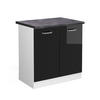 SPÜLENUNTERSCHRANK R-Line Schwarz Hochglanz 80 cm, AP Anthrazit - Schwarz Hochglanz/Schwarz, Holzwerkstoff (80/81.6/60cm) - Vicco