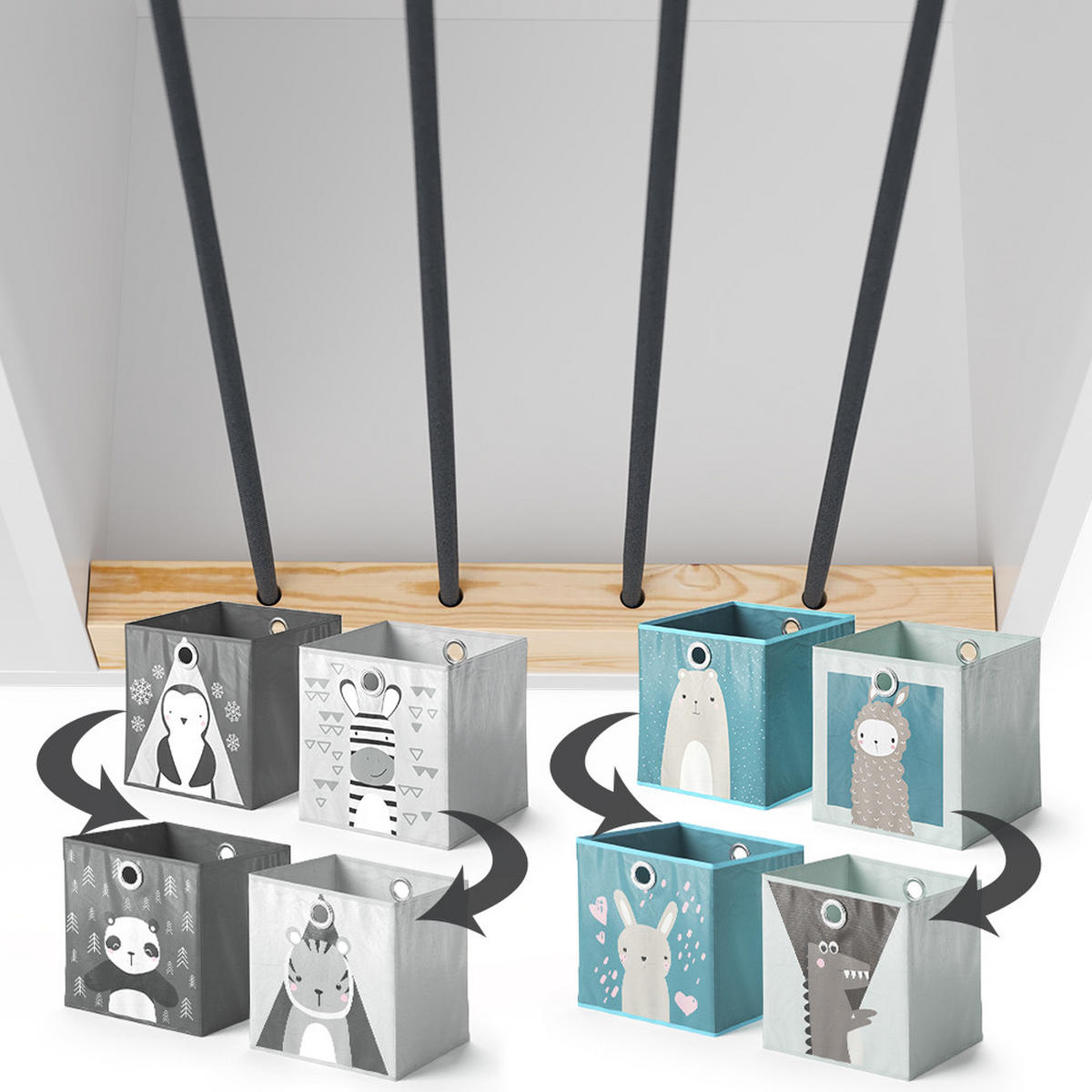 KINDERREGAL Marvin Weiß 72 x 143 cm mit 4 Faltboxen opt.2 - Weiß, Holzwerkstoff (72/143/29.1cm) - Vicco