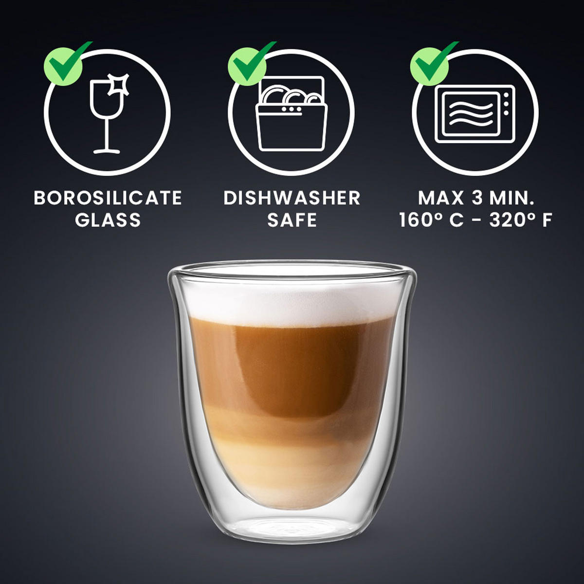 GLASBECHERSET Firenze, 2er Set, Doppelwandig, 300 ml - Transparent, Glas (0.3L) - Bialetti