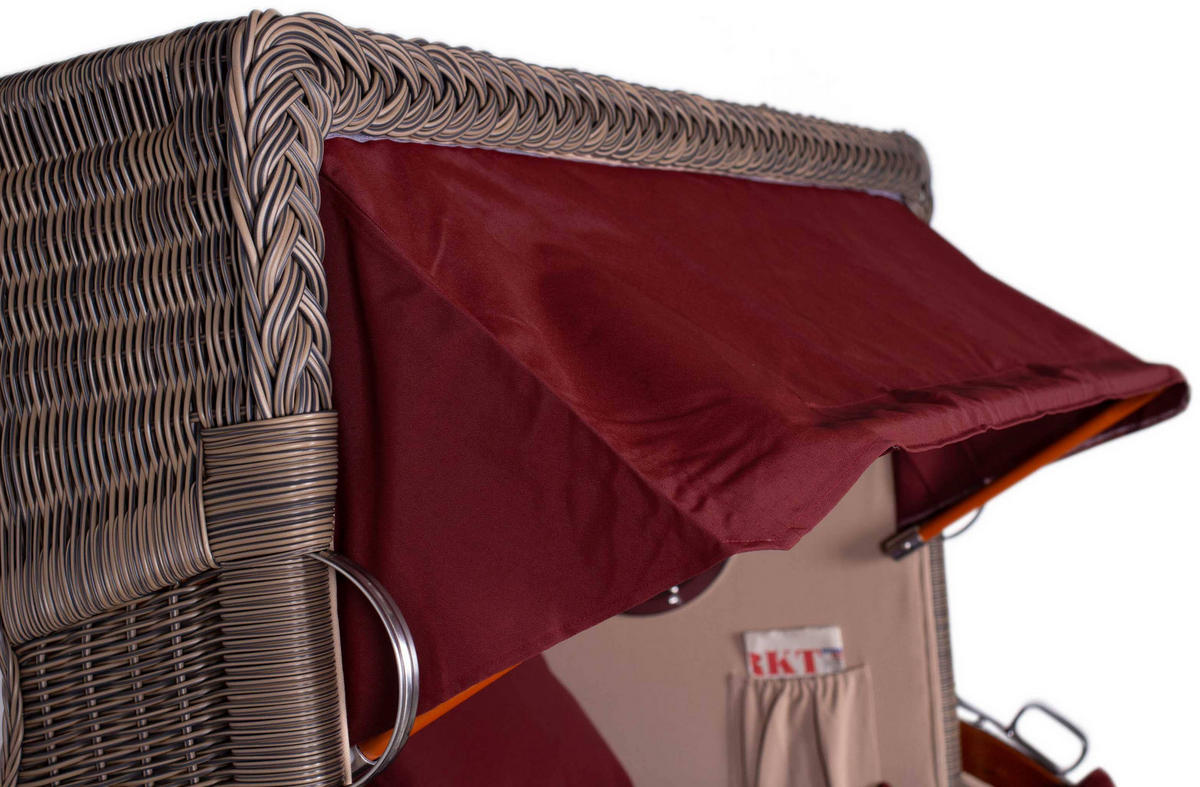 STRANDKORB XXL Düne Grande 2,5 Sitzer - Rot/Braun, Metall (142/170/95cm) - Mr. Deko