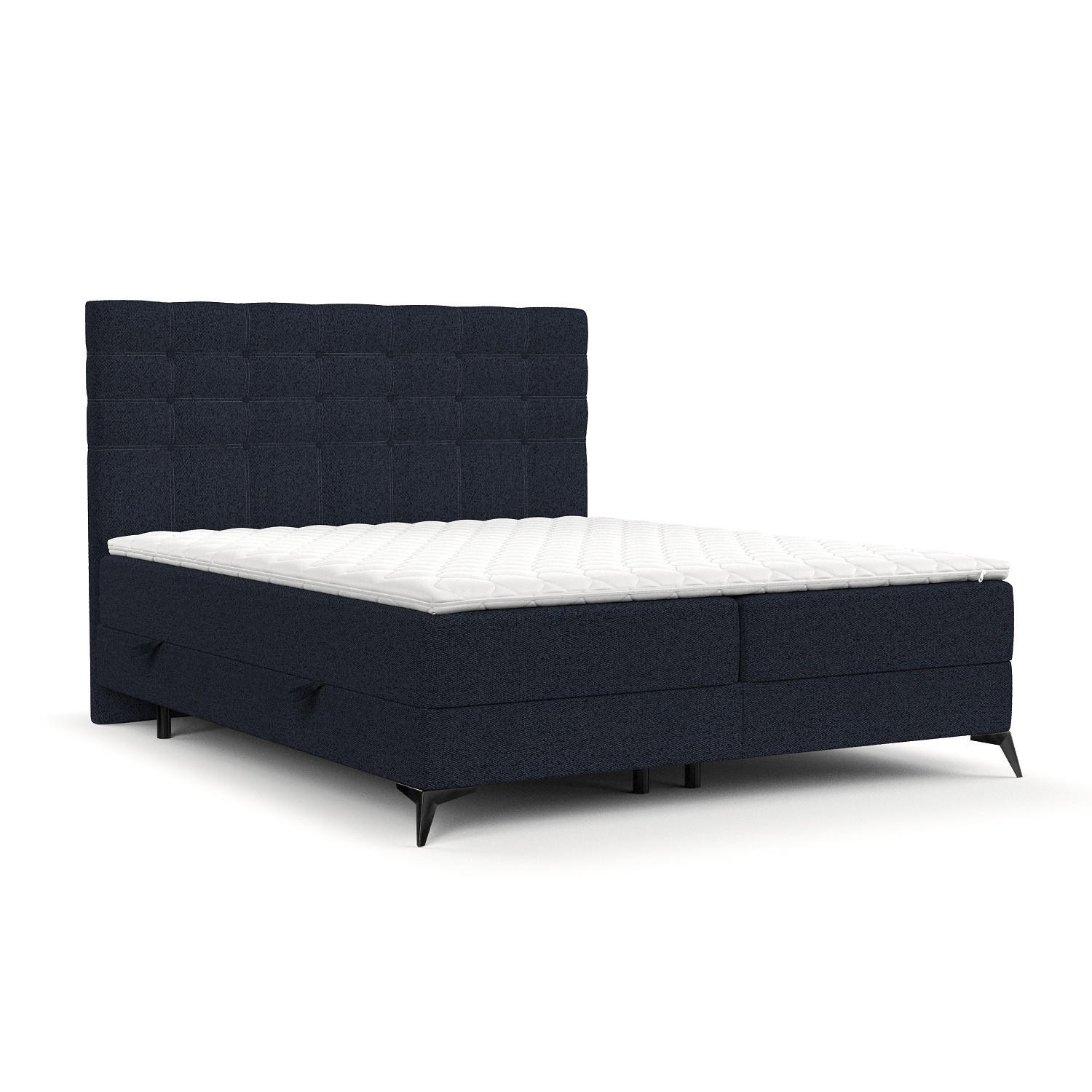 BOXBETT Niro 140/200 cm Marineblau im Riva Stoff - Schwarz/Dunkelblau, Holz/Holzwerkstoff (140/200cm) - AltaBeds