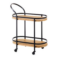 ROLLWAGEN Jolanda Natur/ Schwarz Echtholz/Metall - Naturfarben, Holz (70/86/35cm) - Bessagi Home