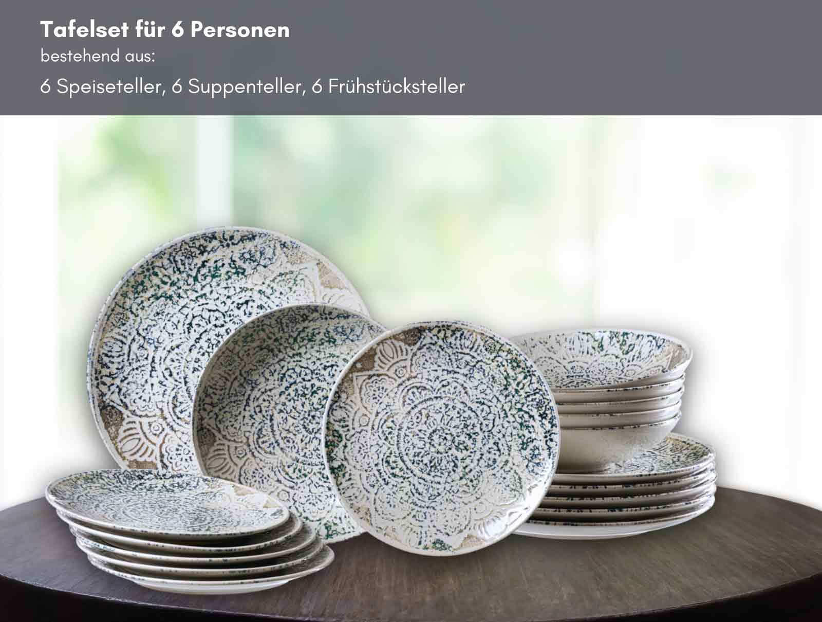 TAFEL-SET Luigi bunt 18er Set - Multicolor, Keramik (30/44/39cm) - Ritzenhoff Breker