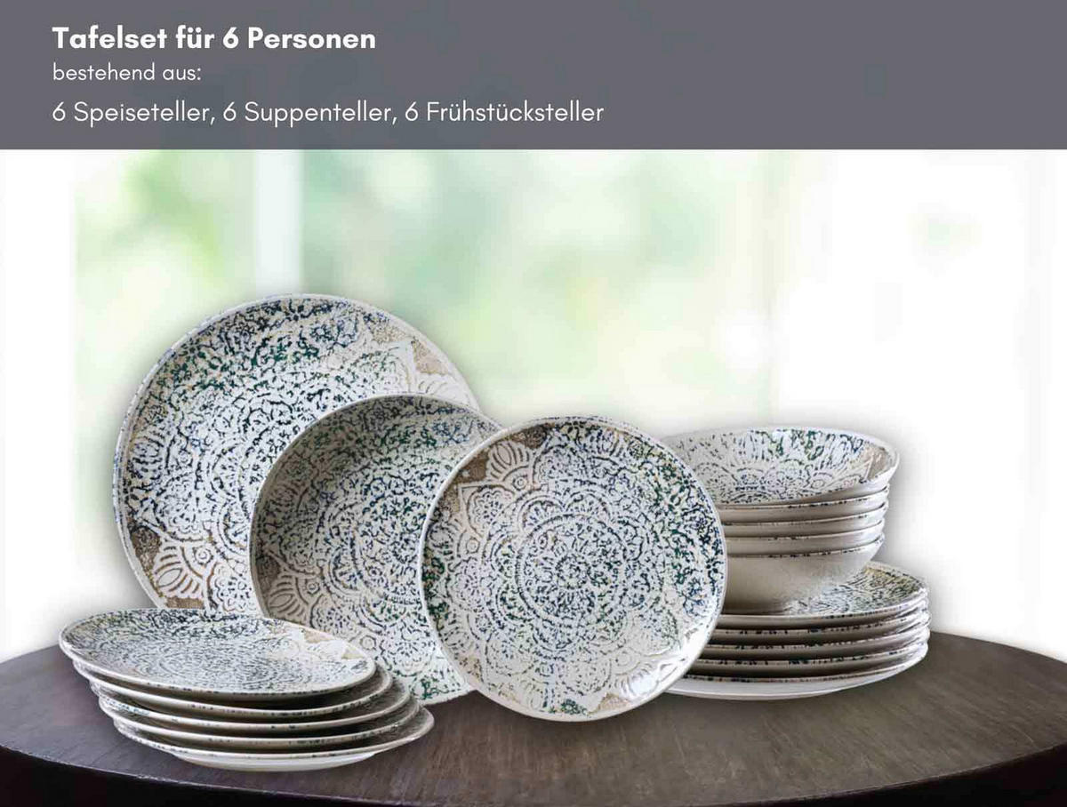 TAFEL-SET Luigi bunt 18er Set - Multicolor, Keramik (30/44/39cm) - Ritzenhoff Breker