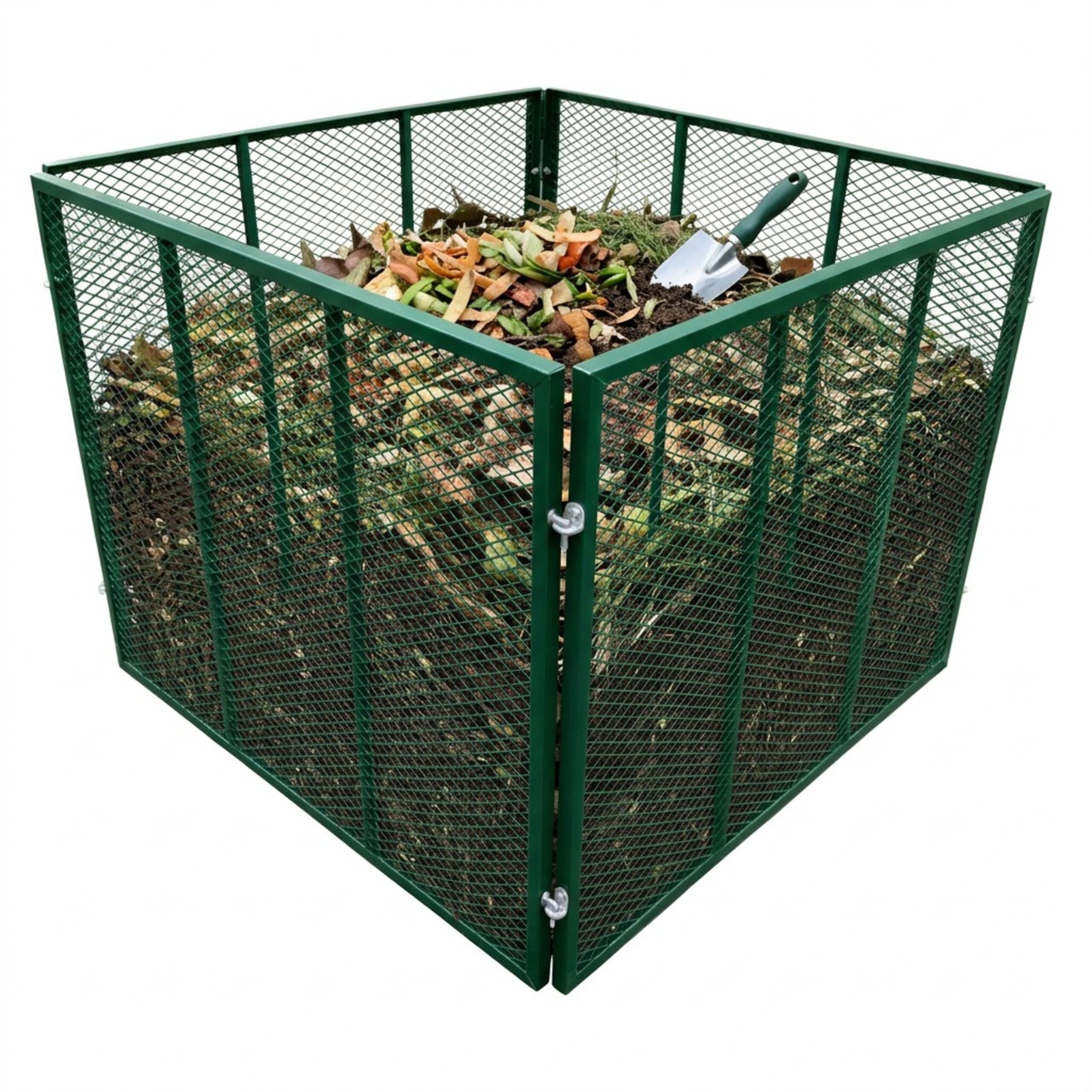 KOMPOSTER Grün Stahl 800 l - Grün, Metall (100/80/100cm) - Relaxdays