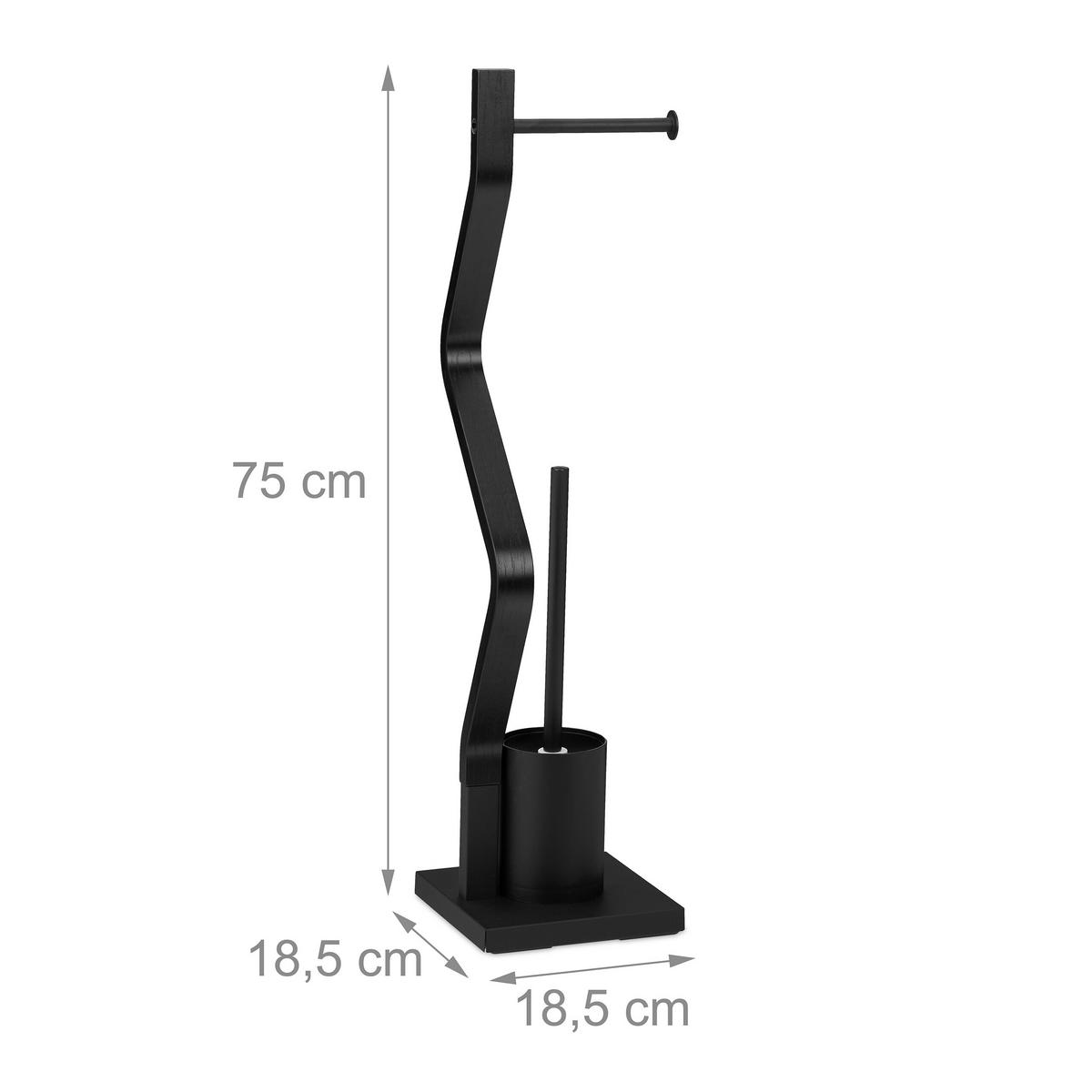 WC-GARNITUR - Schwarz, Holzwerkstoff/Metall (18.5/75/18.5cm) - Relaxdays