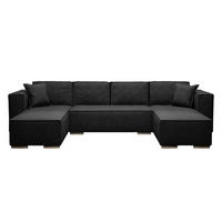 WOHNLANDSCHAFT Vinoria Schwarz 327/180/82 cm mit Schlaffunktion - Chromfarben/Schwarz, Textil/Metall (327/82/180cm) - AX Living