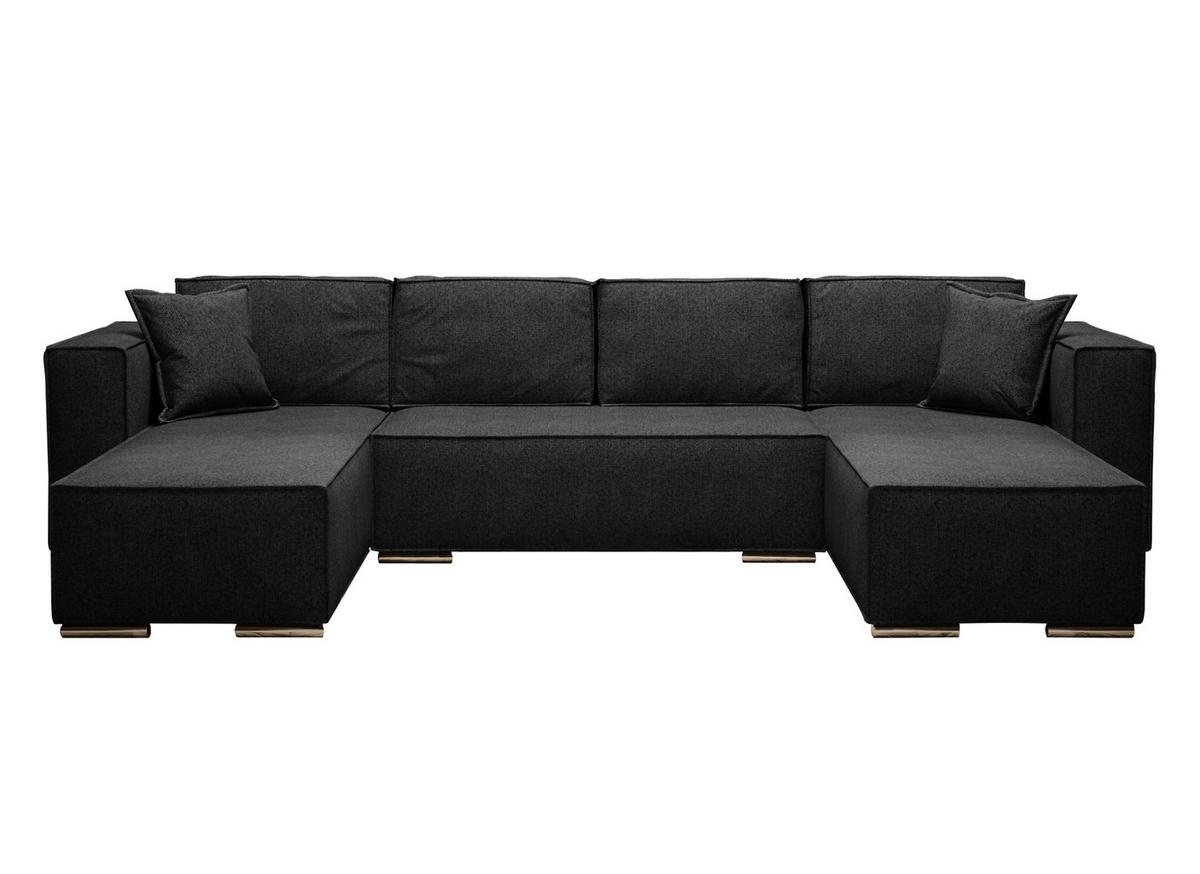 WOHNLANDSCHAFT Vinoria Schwarz 327/180/82 cm mit Schlaffunktion - Chromfarben/Schwarz, Textil/Metall (327/82/180cm) - AX Living