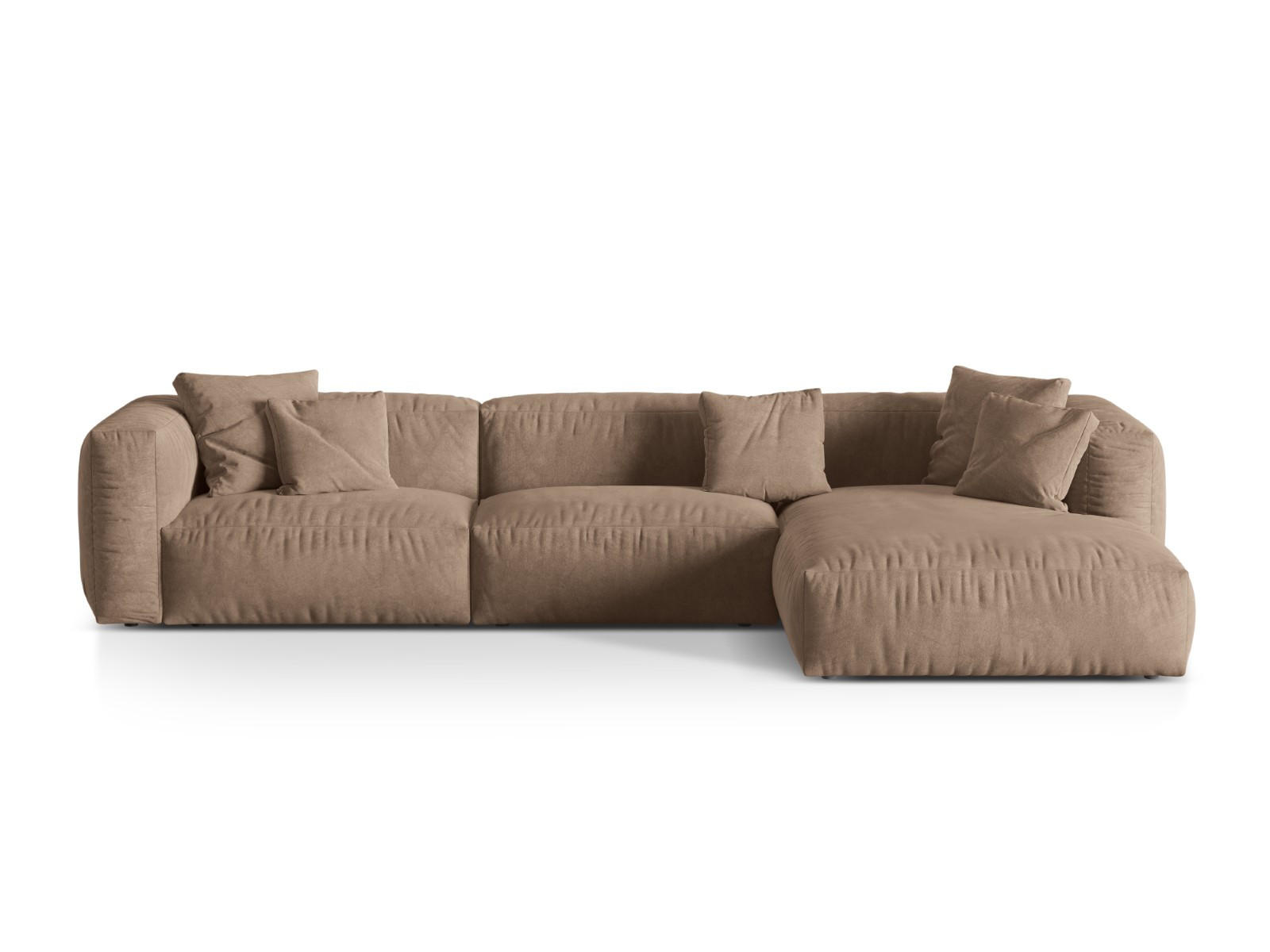 ECKSOFA modular rechts Martina aus Samt dunkelbeige 3 Sitzplätze - Mokka, Textil (176/332cm) - Micadoni
